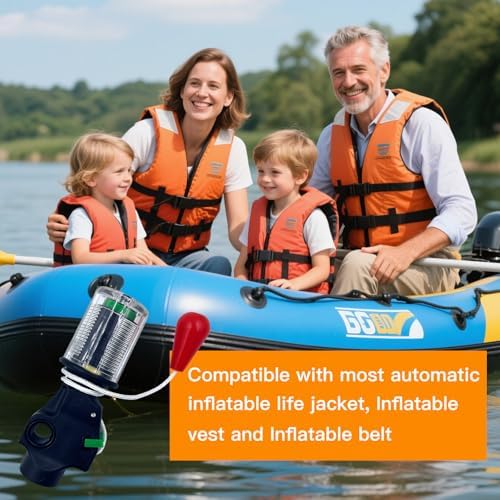 Automatic Inflator Device with 3 PCS Safety Clasps for Inflatable Life Jacket, Suitable for Cartridge Cylinder with 1/2 Inch Thread Life Vest Life Saving Belt - Image 6