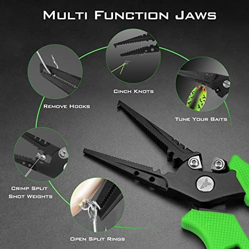 KastKing Cutthroat 7.5" Saltwater Fishing Pliers & Scissors Set, Green - Image 3