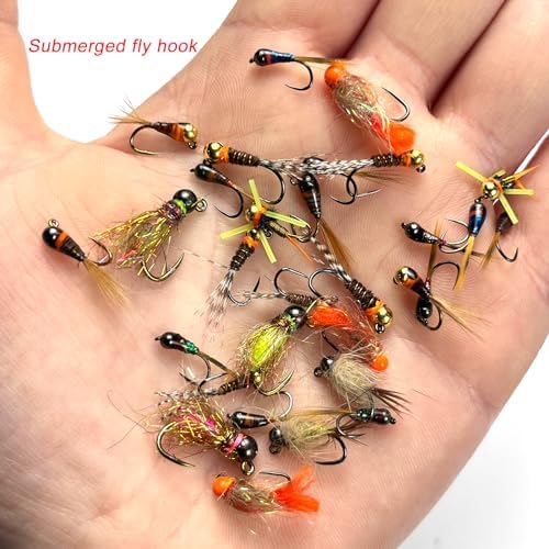 30Pcs Fishing Flies Kit, Tungsten Bead Head Wet Nyphms with Luminous Effect Midge Scuds Streamers Fishing Fly Lures with Box #10#12#14#16 - Image 5