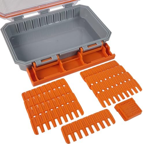 Aventik Bladed Jig Box Bearded Lures & Tackle Accessories Multiple Lure Organizer Case 8” x 6” x 1.6”(2, Lure Box Orange) - Image 4