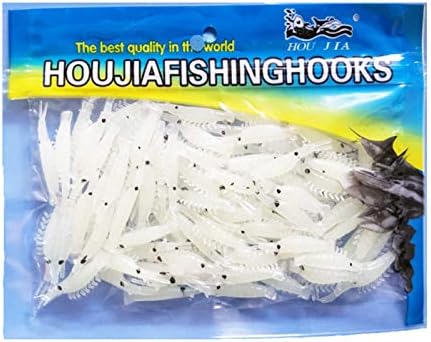 100 Pcs 4.8cm Soft Lure Baits Shrimps Fishing Lures, Luminous Green Soft Shrimp Bait, Scented Micro Bait for Trout Bass Crappie, Fish Gears Worms Glow Shrimps by Unknown
