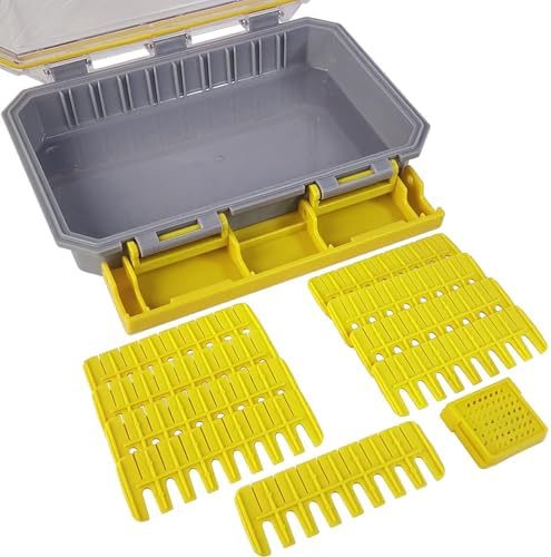Aventik Bladed Jig Box Bearded Lures & Tackle Accessories Multiple Lure Organizer Case 8” x 6” x 1.6”(2, Lure Box Yellow) - Image 6