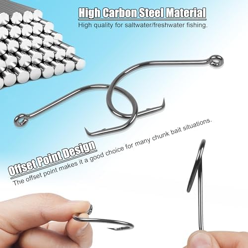 Circle Hooks for Catfish,50pcs/Box Saltwater Fishing Hooks High Carbon Steel Offset Inline Hooks Fishing Tackle for Bass Trout Freshwater - Image 5
