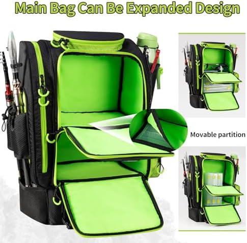 Fishing Backpack with Cooler for 3 Tackle Boxes Fishing Bag with Rod Holder - Image 5