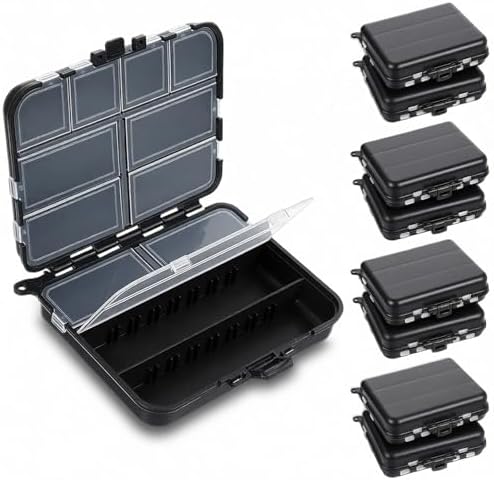 8 Pack Small Tackle Box, Plastic Fishing Organizer with 12 Compartments & Lanyard, Large Tackle Storage Containers for Hooks Lures Baits by Unknown