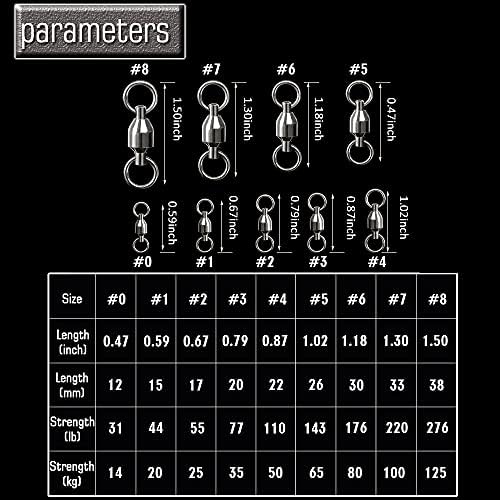 AMYSPORTS Barrel Ball Bearing Swivel Saltwater Rolling Fishing Swivels Stainless Steel High Strength Connector Bearings Solid Welded Rings Black Nickel - Image 6