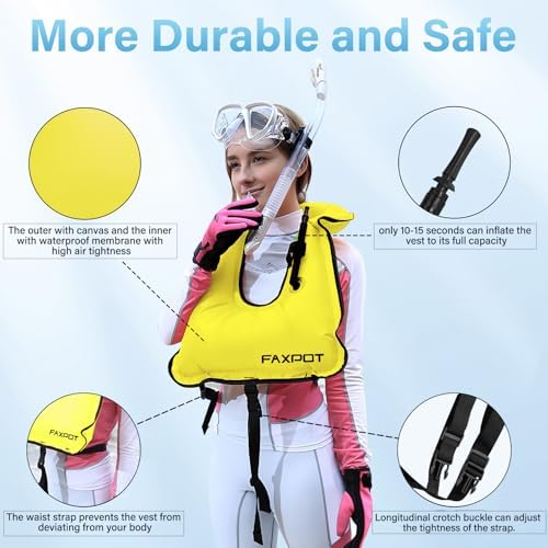 Snorkel Vest, Adults Portable Kayaking Buoyancy Inflatable Swim Vest Jackets, Diving Surfing Adjustable Snorkeling Vest Swimming Jacket for Outdoor Water Sports Fun Safety - Image 5