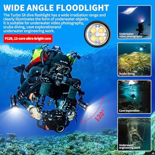 Turbo SX 11000 Lumens Dive Light - 328FT IP68 Waterproof Underwater Video Light for Scuba Diving, Underwater Photography & Video Shooting - Image 6
