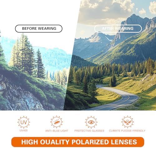 suoso Sports Polarized Sunglasses for Men: Womens UV400 Protection Sun Glasses Wrap Around Goggles for Fishing Driving TR90 - Image 4