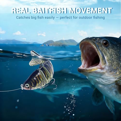 Keenjorika Easy Catch Fishing Lures, 3 Pack Multi-Jointed Swimbaits, Slow-Sinking Bass Fishing Lures, Wiggling, Vibrating & Rattling for More Bites, Hard Baits with Treble Hooks for Bass, Trout, Pike - Image 2