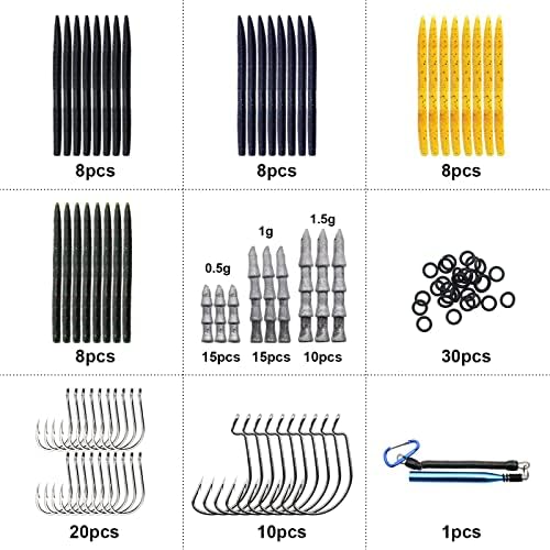 Ned Rig Kit Soft Plastic Worms Shroom Jig Heads Finesse Bass Fishing Lures - Image 2
