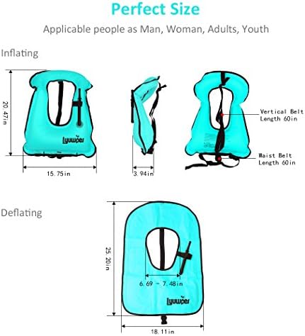 Inflatable Snorkel Vest Adult Snorkeling Jacket Free Diving Swimming Safety - Image 7