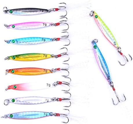 Aorace 10pcs Hard Metal Jigs Diving Sea Fishing Lures Minnow Popper Baits Tackle Crankbait Saltwater Freshwater Lures with Feather - Image 3