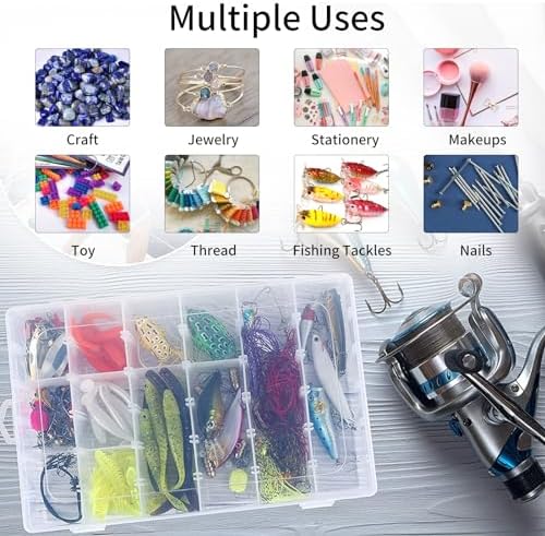 Bead Organizer Storage 2 Pack 36 Grid Jewelry Tackle Craft Box Adjustable - Image 5