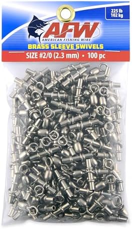 AFW 3-Way Brass Sleeve Fishing Swivels, Sizes #3, #2/0, #3/0-10PC & 100PC by AFWFishingBrands