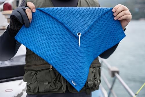Microfiber Fishing Towels with Clip, Waffle Pattern for Effective Cleaning of Fishing Gears or Dirty Hands, 16” x 16”, Camping Towels, Hiking Towels, Pack of 3 (Blue) - Image 2
