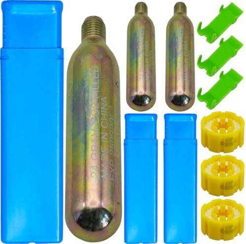 3-Pack 24/33 Grams 1/2 Thread CO₂ Cylinder Cartridge Emergency Auto-Inflate for Life Jackets, PFDs & Safety Devices | Water Sports, Fishing, Boating & Kayaking Essential by Unknown