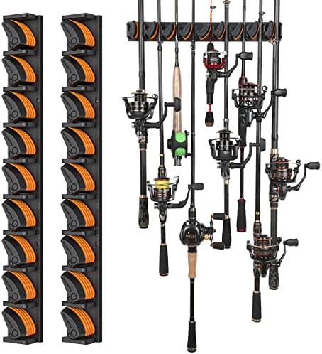 PLUSINNO V9 Fishing Rod Holder, Wall‑Mount Pole Holders for 9 Rod & Combos by PLUSINNO