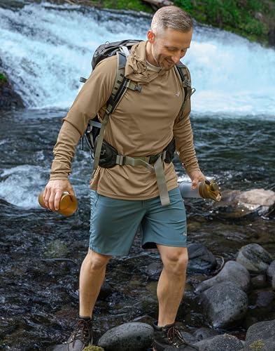 Pudolla Men's Sun Protection Hoodie Shirts UPF 50+ Fishing Hiking Shirt - Image 3