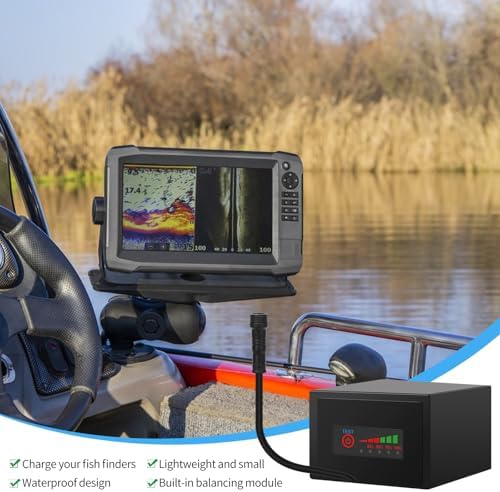 HFFP-01 Power Battery Kit 12V 10Ah Fish Finder Battery and Charger Kit with Exclusive Instant Battery Display, Compatible with Fish Finders, GPS, Depth Sounder, Action Cameras and Most 12V Electronics - Image 2