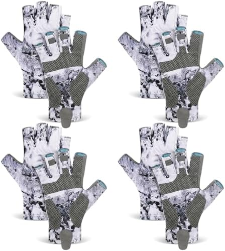 4 Pairs Fingerless Gloves Fishing Gloves, UPF 50+ Breathable, Quick-Drying Sun Protection for Men & Women Anti-Slip for Fishing, Cycling by Funnysoft