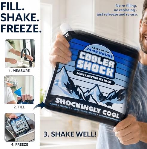 Cooler Shock Reusable Ice Packs for Cooler - Long Lasting Cold Freezer Packs for Coolers and Lunch Boxes - Cooler Ice Packs for Camping Gear, Fishing, Road Trips, Beach Must Haves - Image 4