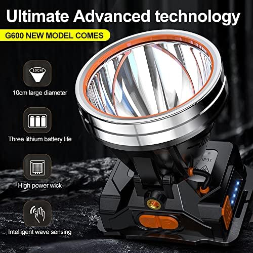 High Power LED Headlamp Super Bright Adult Motion Sensor Headlight Spotlight Waterproof Outdoor Hunting Light Flashlight Portable Head lamp for Fishing Camping Hiking Running - Image 5