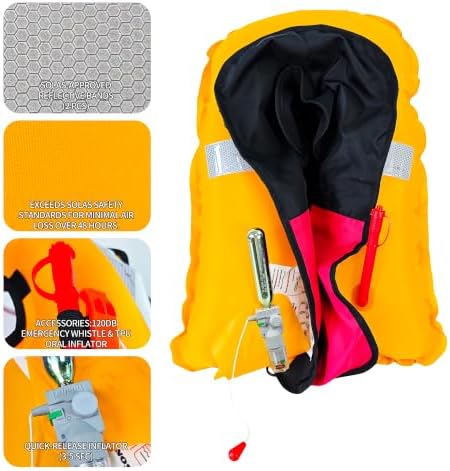 Manual Inflatable Life Jacket,Preserver PFD for Adults,Life Vest for Adults,Supports Weight up to 330 pounds - Image 2