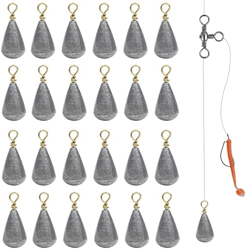 Bass Casting Sinkers Fishing Weights - 20/30pcs Bell Sinkers Drop Shot Weights with Brass Swivels for Saltwater & Freshwater by FUSIGO