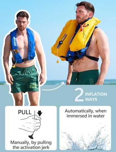 Owntop Automatic/Manual Inflatable Vest, Manual Convertible Option, Low Profile, Zipper Closure, Inflatable Fishing Jacket for Kayaking, Boating and Fishing, 24g CO2 Cylinder Included - Image 4