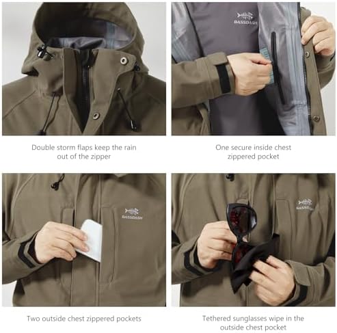 BASSDASH Walker-LW Breathable Waterproof Fishing Hunting Wading Jackets with Silent Outer Fabric for Men Women - Image 4