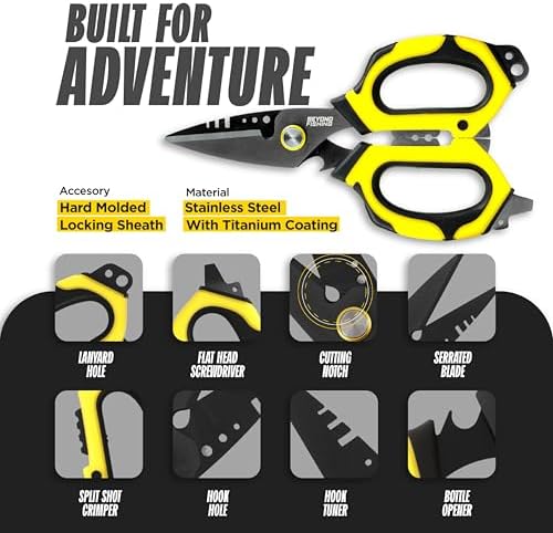 Beyond Fishing 6.5" Pro Fishing Shears Dual Serrated Blades, Fishing Braided Line Scissors with Titanium Coating, Non-Slip Grip & Multifunction Tool, Includes Hard Molded Locking Sheath - Image 4