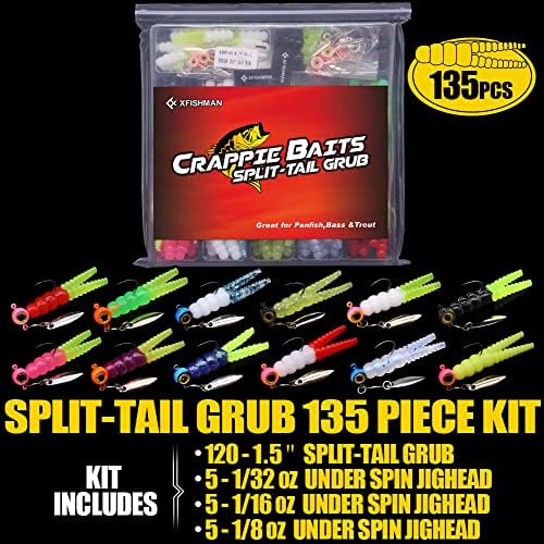 Crappie Jigs and Lures Kit -135 & 40 Piece Set with Plastics, Jig Heads, Split-Tail Grub Baits - Perfect for Crappie Fishing, Panfish Lures - Image 7