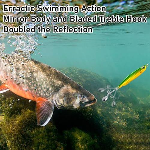 Dr.Fish 3 Pack Jigging Spoons Metal Casting Jigs Bladed Treble Hooks Saltwater Casting Spoons Surf Fishing Trolling Lures Vertical Diamond Jigs Mackerel Striper Bluefish Lures - Image 5
