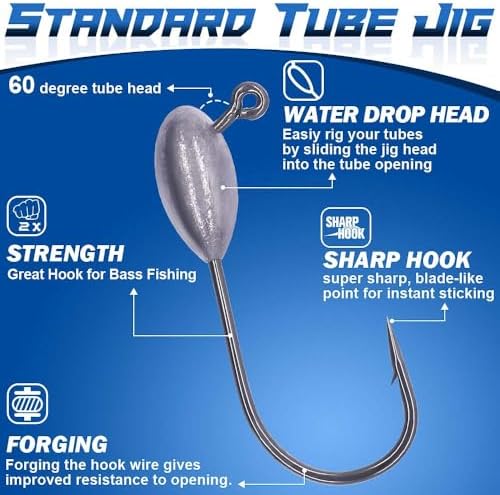 Tube-Baits-for-Bass-Fishing-Lures-Soft-Plastic-Bait-Worm-Tube Jigs Kit with Smallmouth Large Mouth Bass Lake Trout - Image 4