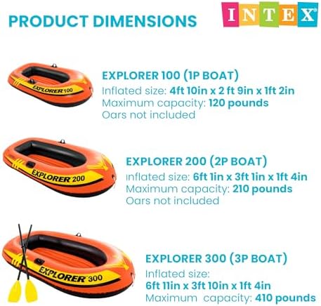 INTEX Explorer Compact Inflatable Boat Series: Dual Air Chambers – Welded Oar Locks – Grab Handles – Bow Rope – Sporty Design - Image 5