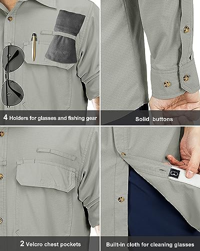 33,000ft Men's Long Sleeve Sun Protection Shirt UPF 50+ UV Quick Dry Cooling Fishing Shirts for Travel Safari Camping Hiking - Image 5