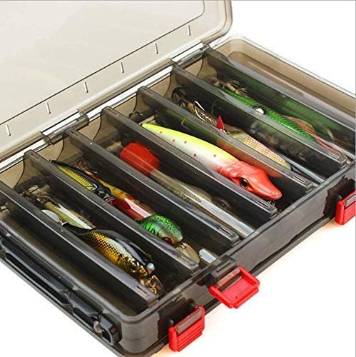 Double-Sided Fishing Lure Hook Tackle Box Visible Hard Plastic Clear Fishing Lure Bait Squid Jig Minnows Hooks Accessory Storage Case Container (Brown 14 Slots) - Image 4