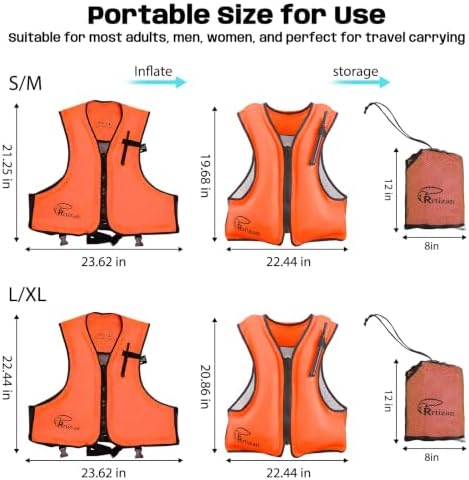 Rrtizan Inflatable Snorkel Vest for Adult, Suitable for Adult 90-220lbs - Image 6