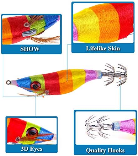 Pack of 8 Fishing Squid Jigs Saltwater Lures Luminous Squid Bait Jig Hooks 9.2g/10cm - Image 6