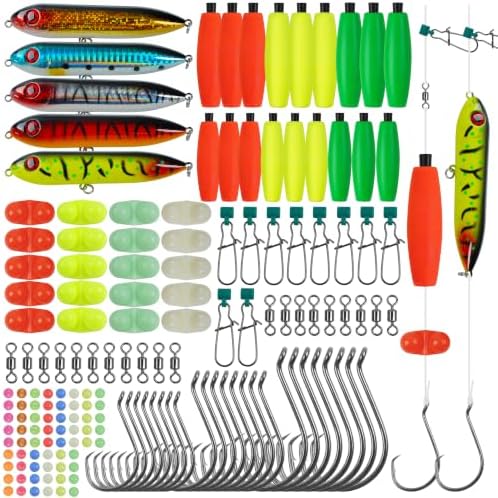 Catfishing Tackle Making Kit Catfish Rig Accessories, 110/148pcs Santee Rig Catfishing Tackle with Catfish Floats Catfish Rattles Peg Floats Hooks Swivels Sinker Slides Catfishing Equipment by FUSIGO