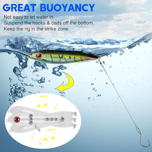 Catfish Rigs Demon Dragon Catfish Float Rigs Catfishing Rattling Line Float Lure Blank Spook Rattle Float with Circle Hooks 8/0 for Santee Cooper Rig Catfishing Tackle - Image 7