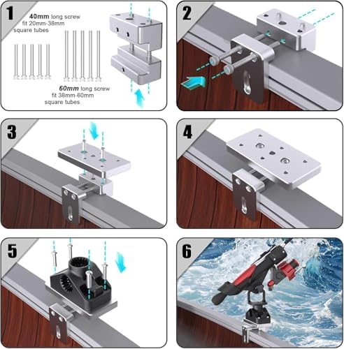 Combo Mount Fishing Rod Holders - 360 Degree Adjustable Boat Rod Rack - Image 5