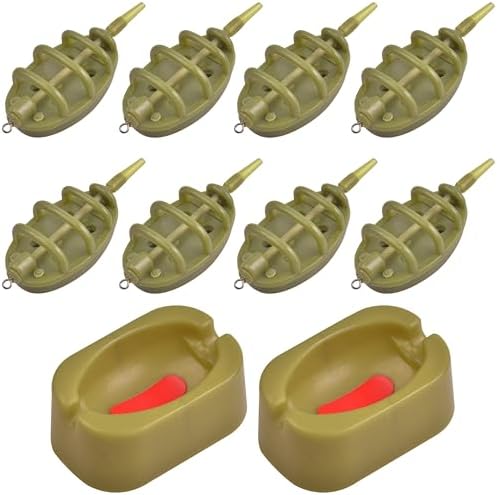 Carp Fishing Method Feeder Set 4 Inline Method Feeders with 1 Quick Release Carp Fishing Equipment Tackle for Baits Holder Tool by SILANON