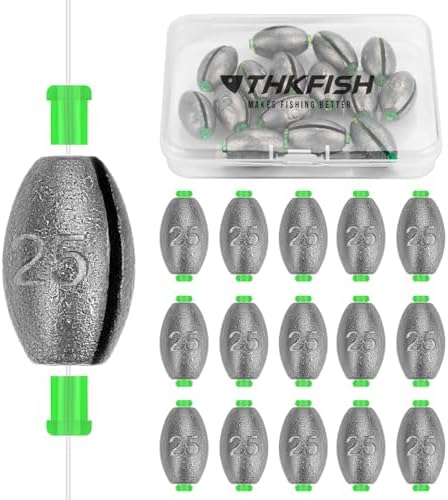 THKFISH Egg Fishing Sinkers Weights, Removable Rubber Core Fishing Weights Twist-Lock Sinker,Bass Weights Sinker Tackle Saltwater Casting Fishing Sinkers Set Oval Freshwater,1/8-1OZ by THKFISH
