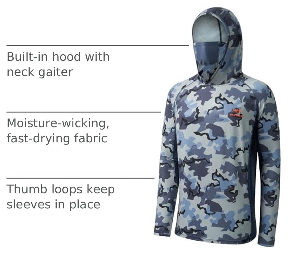 BASSDASH Men's UPF 50+ Camo Long Sleeve Hunting Fishing Hoodie Shirt - Image 3
