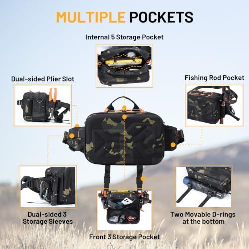 AUMENТAR Fishing Waist Bag, Lure Fishing Fanny Pack, Hard Shell Tackle Bag - Image 3