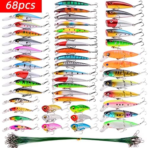 Aorace Fishing Lures Kit Mixed Including Minnow Popper Crank Baits with Hooks for Saltwater Freshwater Trout Bass Salmon Fishing - Image 3