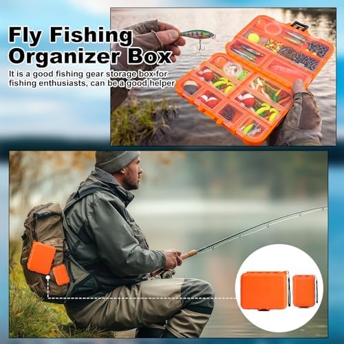 10 Pack Small Tackle Box Organizer for Fishing, Mini Double Sided Portable Pocket Tackle Box Containers for Hooks Lure Baits Swivels Jigs Storage Kayak Boxes (Orange) - Image 4