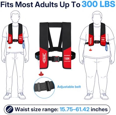 Inflatable PFD Life Jackets for Adults, 33g CO2 Cylinder - Image 4